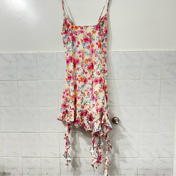 Jessica Simpson L Colorful Floral Sleeveless Asymmetric Hem Ruffle Fairy Dress - Picture 5 of 8